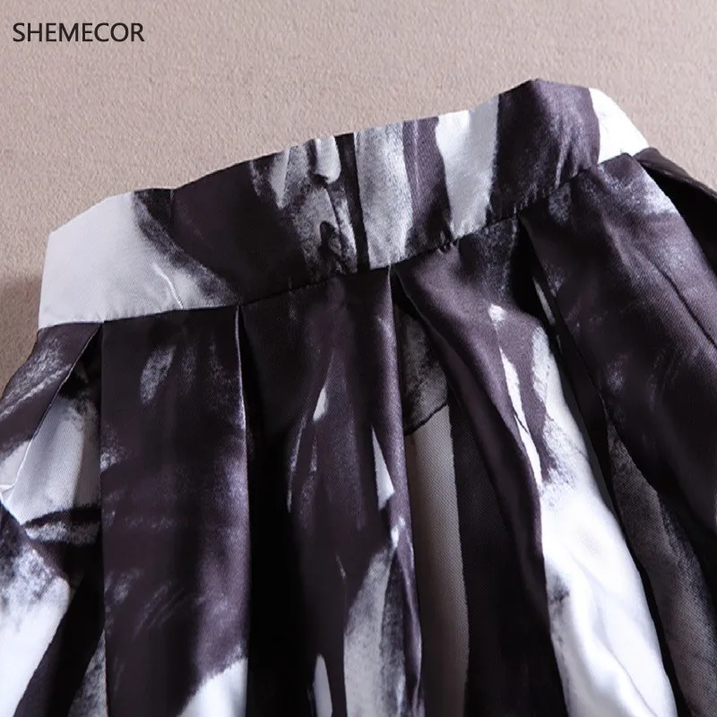 Юбка-миди в винтажном стиле SHEMECOR черная плиссированная юбка с цветочным принтом