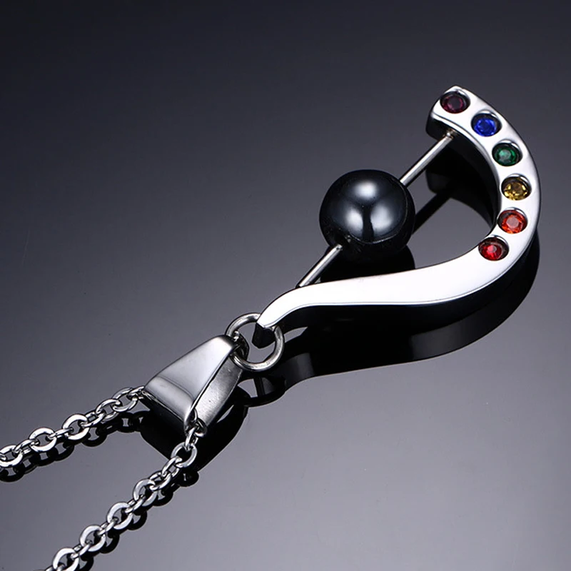 Ожерелье трансгендер мужская и женская Гарпа черные камни гей-гордость подвеска