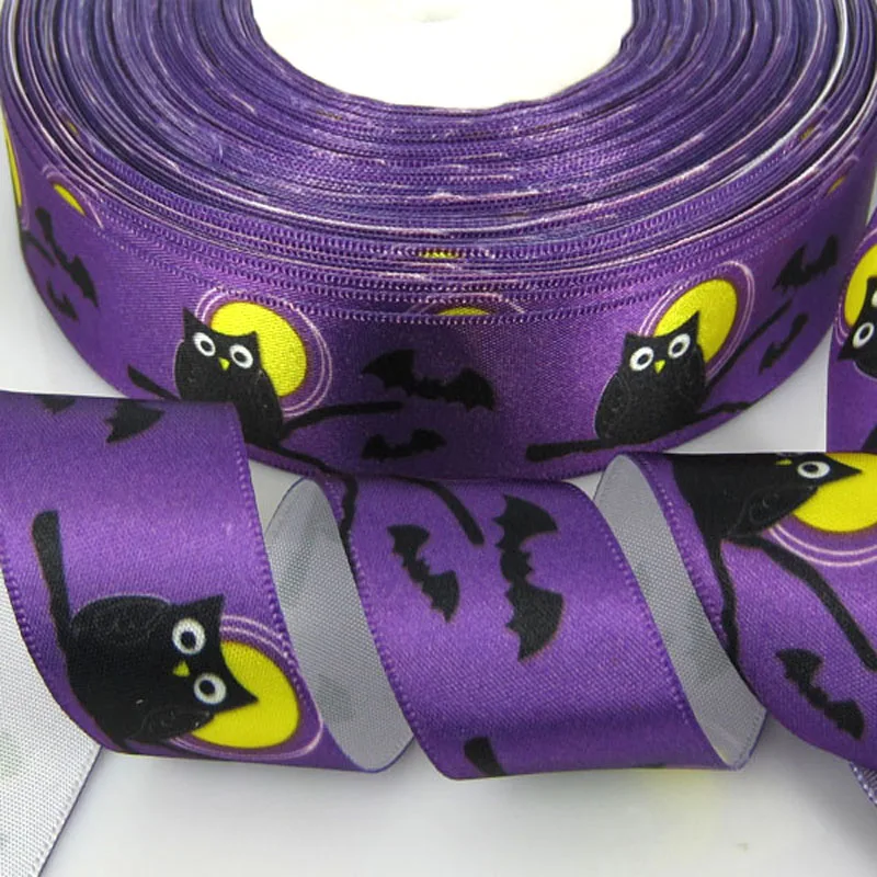10 ярдов 1 дюйм атласная лента с фиолетовым принтом в виде совы альбом для