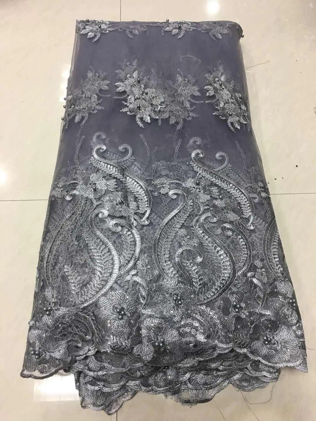 

2018 African Laces Fabrics Embroidered Nigerian Guipure French Cord Lace Fabric High-quality Rose African French Net Lace Fabric