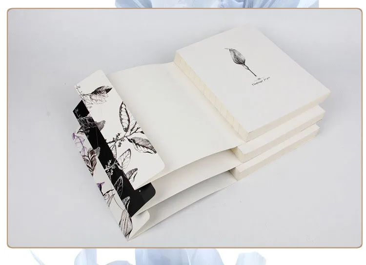 19cmX25.6cm B5 винтажная книга для набросков цветов птиц Белая пустая внутренняя