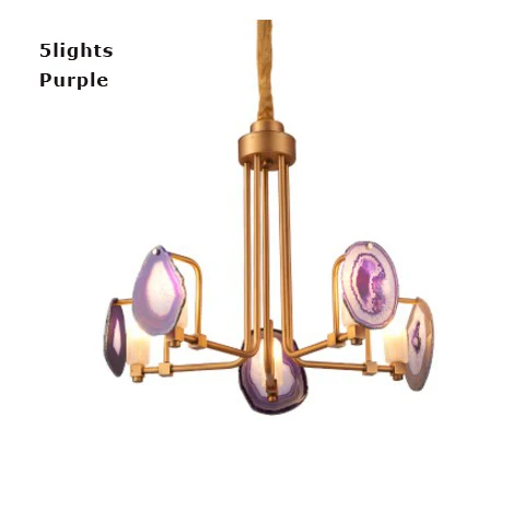 5lights purple led g9 Постмодерн Железные Агат дизайнерские Светодиодные Лампы.Светодиодные Светильники Люстры Подвесные.Светильники Подвесные Светильники.Светильник Подвесной Светильник.Освещение Для Столовой,Фойе и Спальни - Цвет корпуса: 5lights purple