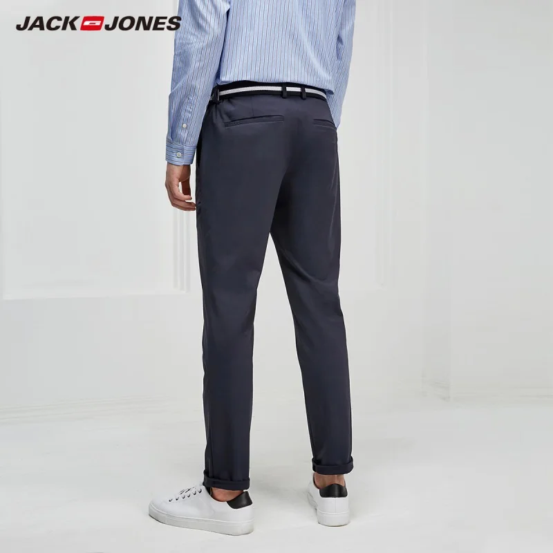 Мужские облегающие прямые брюки JackJones Стрейчевые штаны из лайкры базовая мужская