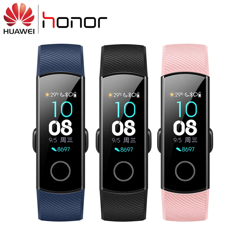 Huawei Honor Band 4, смарт-часы, браслет, 0,95 дюймов, Amoled, цветной сенсорный экран, спортивный, для плавания, осанки, пульсометр, для сна