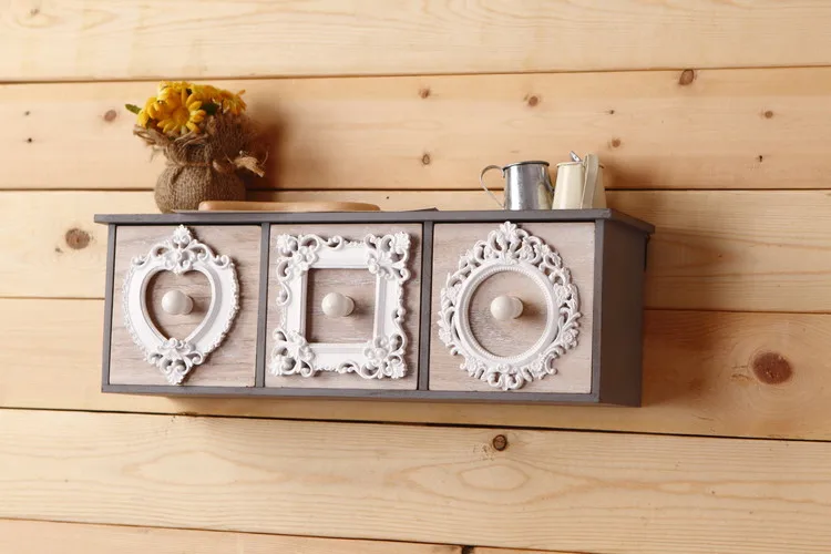 

1PC European Style Retro Kitchen Wall Drawer Storage Box Home Furnishing Wall Hanging Decoration Drawer Cabinet ENM 005