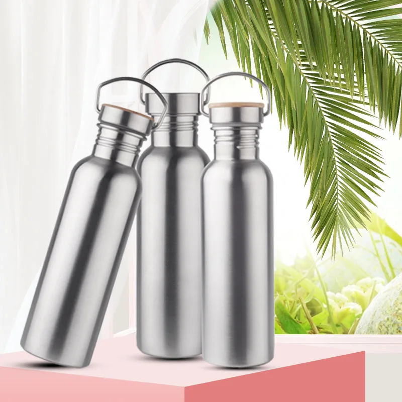 Горячая Bpa бесплатно 500/750 мл одна стенка портативный Нержавеющая сталь 304 Спорт и Открытый чайник велосипед моя бутылка для воды бамбуковая крышка