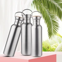 hot sale bpa free 500750ml single wall portable stainless steel304 sportsoutdoor kettle bicycle my water bottle bamboo lid
