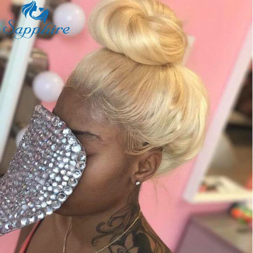 Парик из сапфирового кружева бразильские волосы Remy прямые парики человеческих