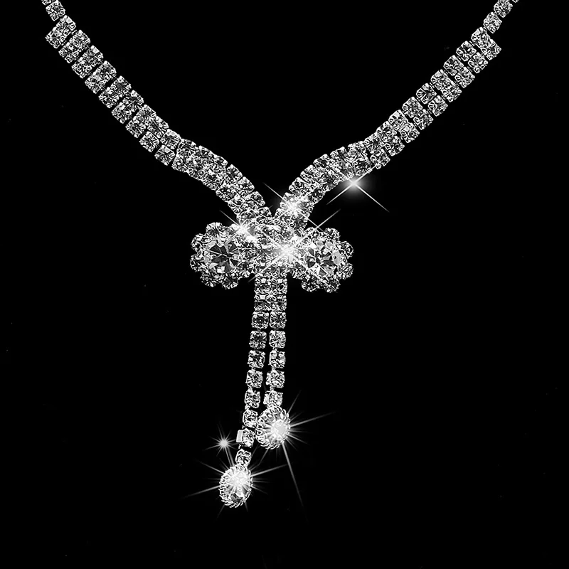 Женский Свадебный комплект украшений Стразы ожерелье серьги выпускной|prom jewelry