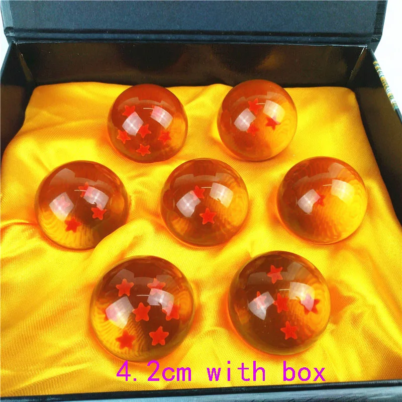 4.2cm with box Dragon ball Z фигурка Shenron Shenlong Dragon ball фигурки дракона+ 7 хрустальных Драконовых шаров 4,2 см+ 1 полка brinquedos - Цвет: 4.2cm with box
