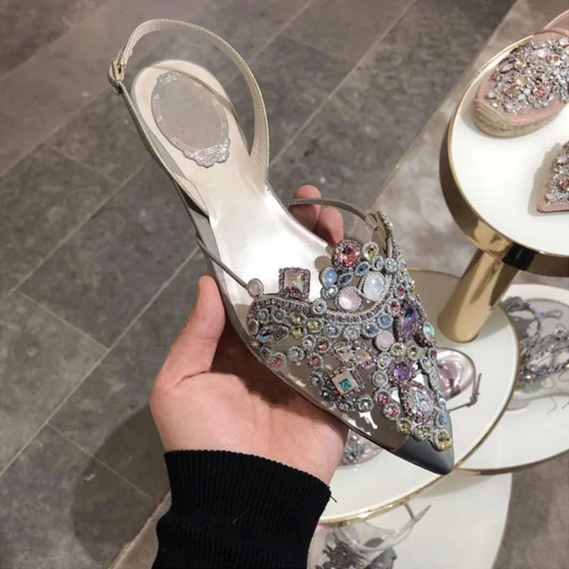 Сандалии женские на высоком каблуке пикантные босоножки с острым носком