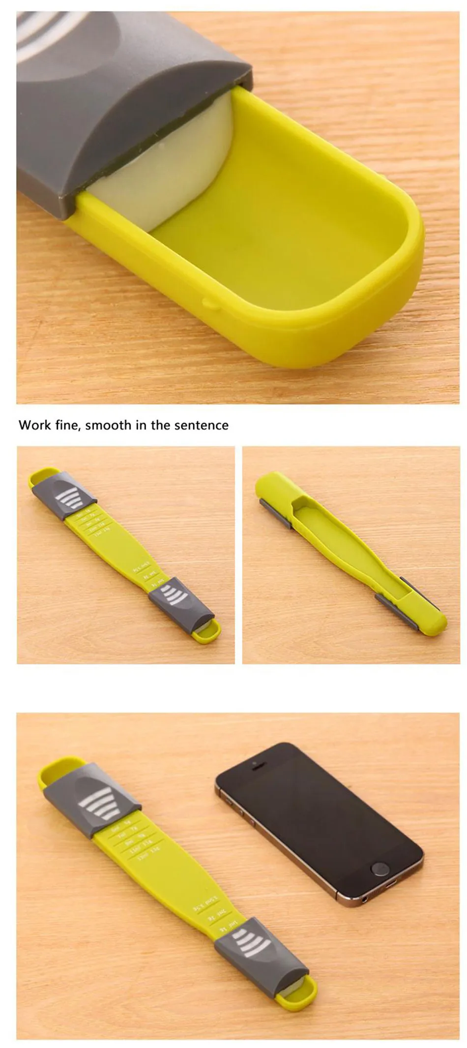 1pc Green Adjustable Measuring Spoon Kitchen Baking Amount Spoon With Scale Double Head Nine Files Milk Powder Coffee Powder