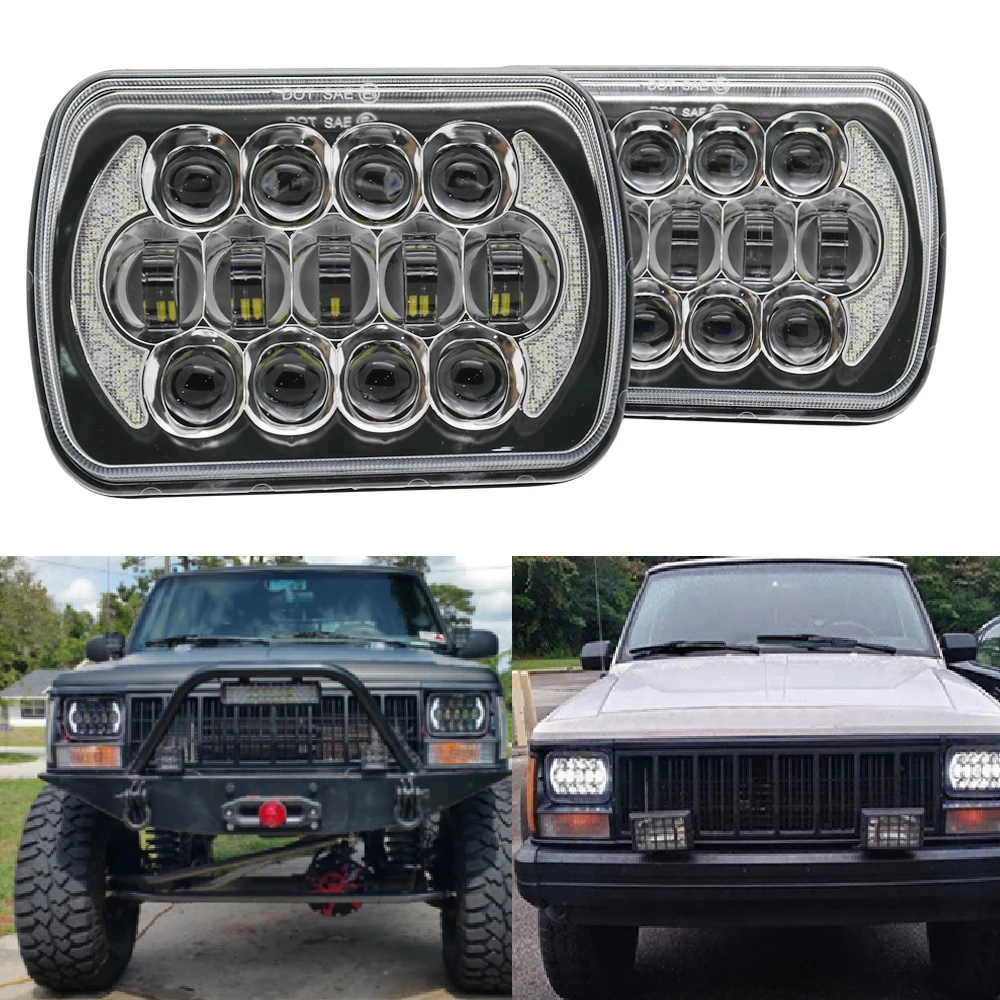 Для Jeep Cherokee XJ 1984 до 2001 лампы 5x7 &quotсветодиодный передний фонарь 6x7 дюймов