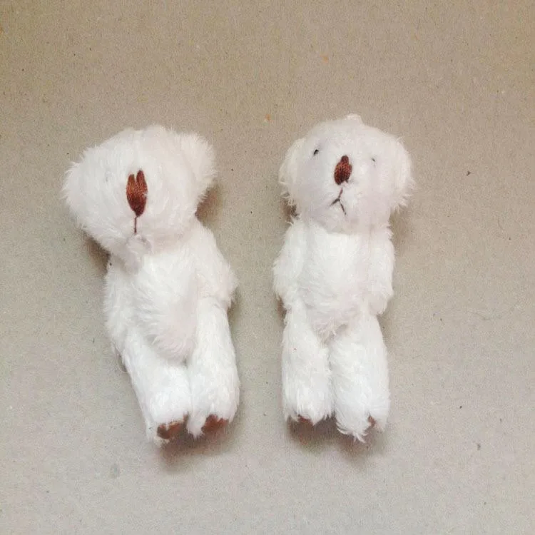300PCS Mini Joint Bear Stuffed Plush Toys 6cm Teddy Bears Pendant Dolls Gifts Garment& Hair Accessories Wedding DIY CMR001