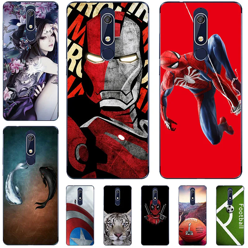 Phone Case For Coque Nokia 5.1 Elephant Painted Back Cover 5.5inch 5 2018 Funda Plastic Shell | Мобильные телефоны и