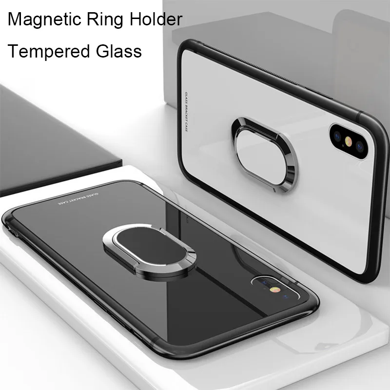 Магнитный автомобильный держатель чехол из закаленного стекла для iPhone 11 Pro Max X XR XS