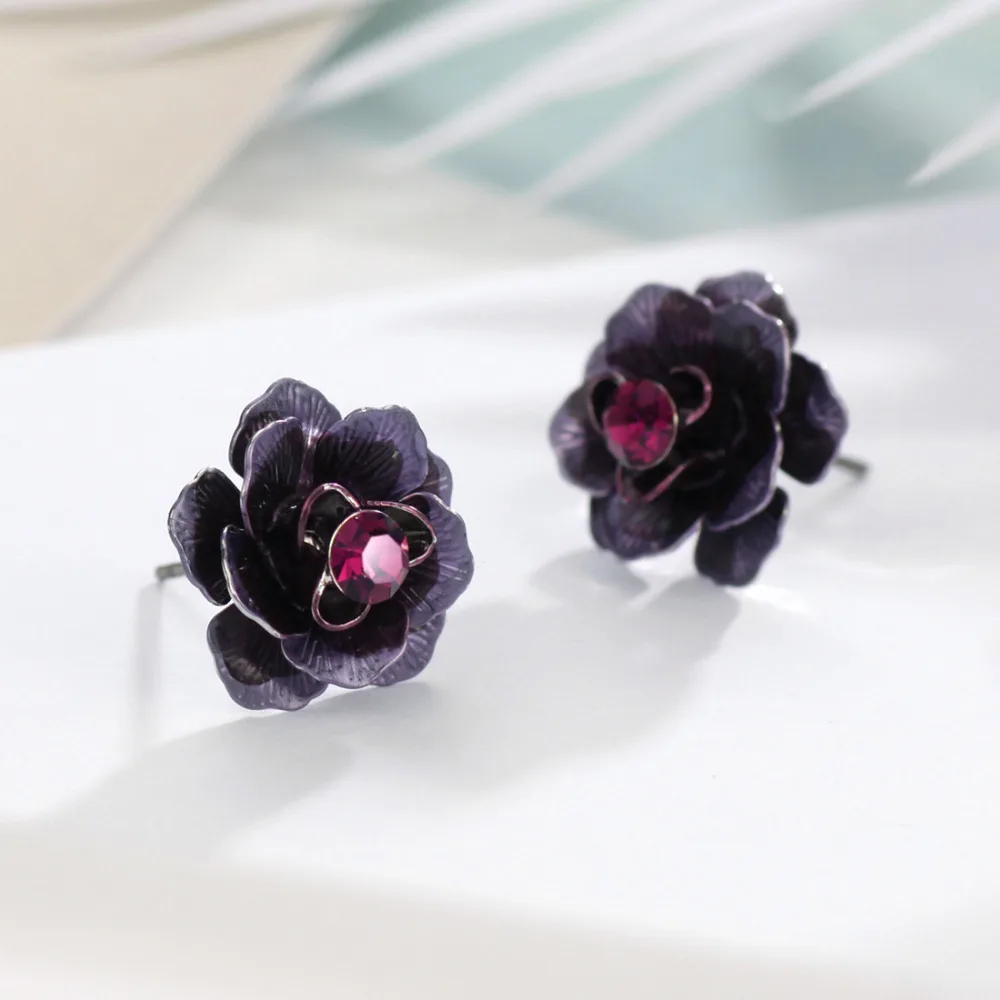 Neoglory Rhinestone &amp Enamel Jewelry Set Elegant Flower Style Necklace Earrings Women Embellished With Crystals From Swarovski |