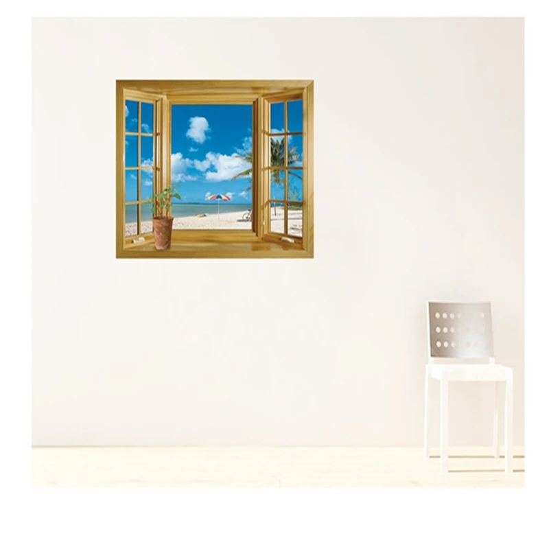 Бесплатная доставка новое поступление 3D окно пейзаж красивый вид на море пляж