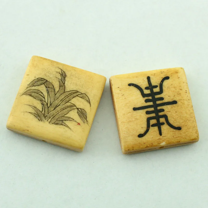 28 мм бычья кость Квадратные бусины ручной резки кулон для ожерелья и браслета 4