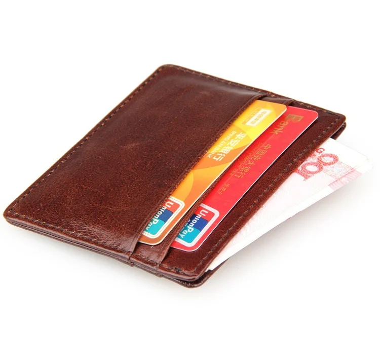 100% натуральная коровья кожа мужской Футляр для карт тонкие кошельки мужчин супер