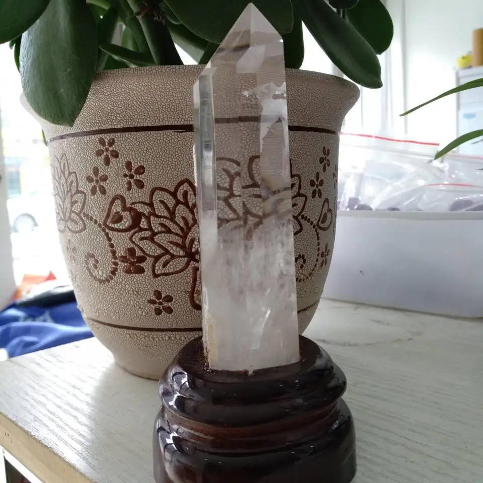 Натуральный прозрачный белый большой кристалл кварца Obelisk палочка с лечебным