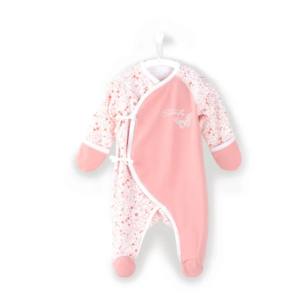 COBROO Newborn Baby 100% Cotton Footies Pajamas with Mittens Butterflies Infant Sleepwears 0-3 Months | Детская одежда и обувь