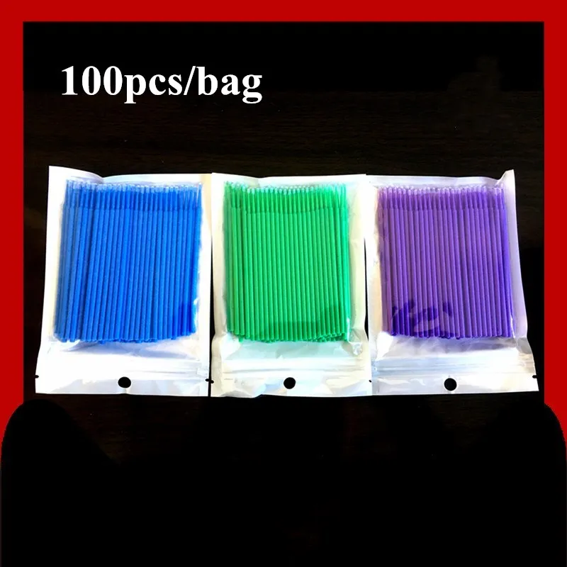 100 шт Одноразовые Микро Кисти для наращивания ресниц без ворса микрофибра