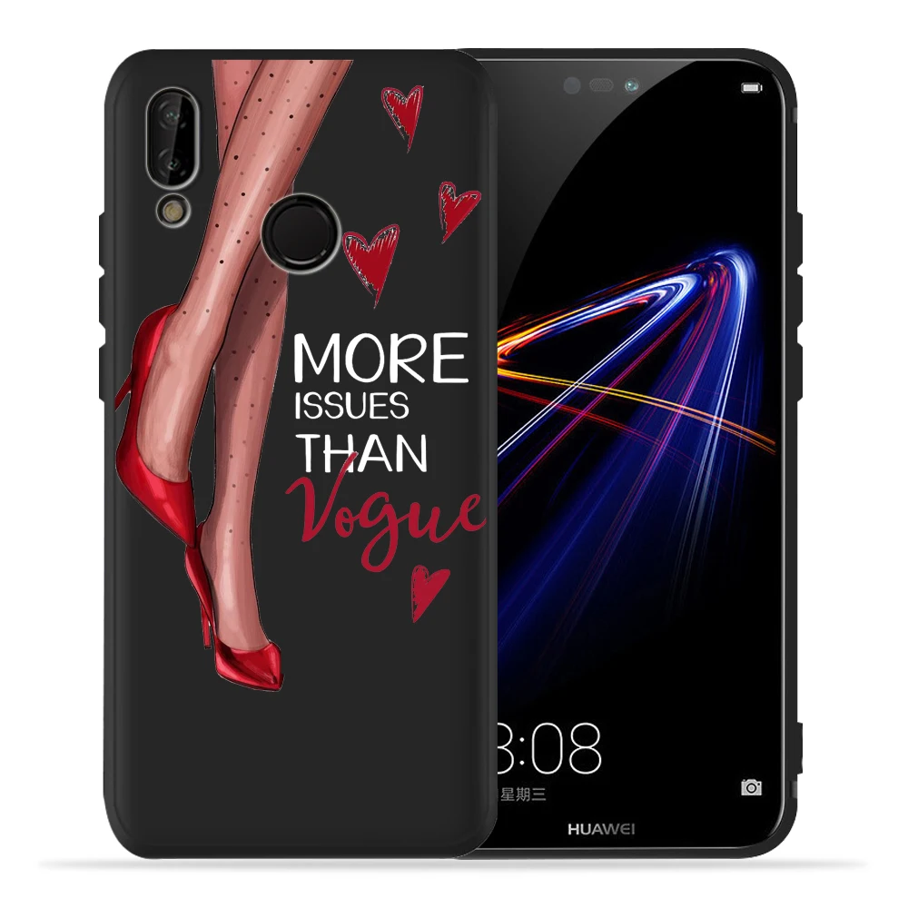 Модный Роскошный чехол для телефона с цветочной девушкой Huawei P20 Lite Pro P30 P8Lite P9Lite 2017