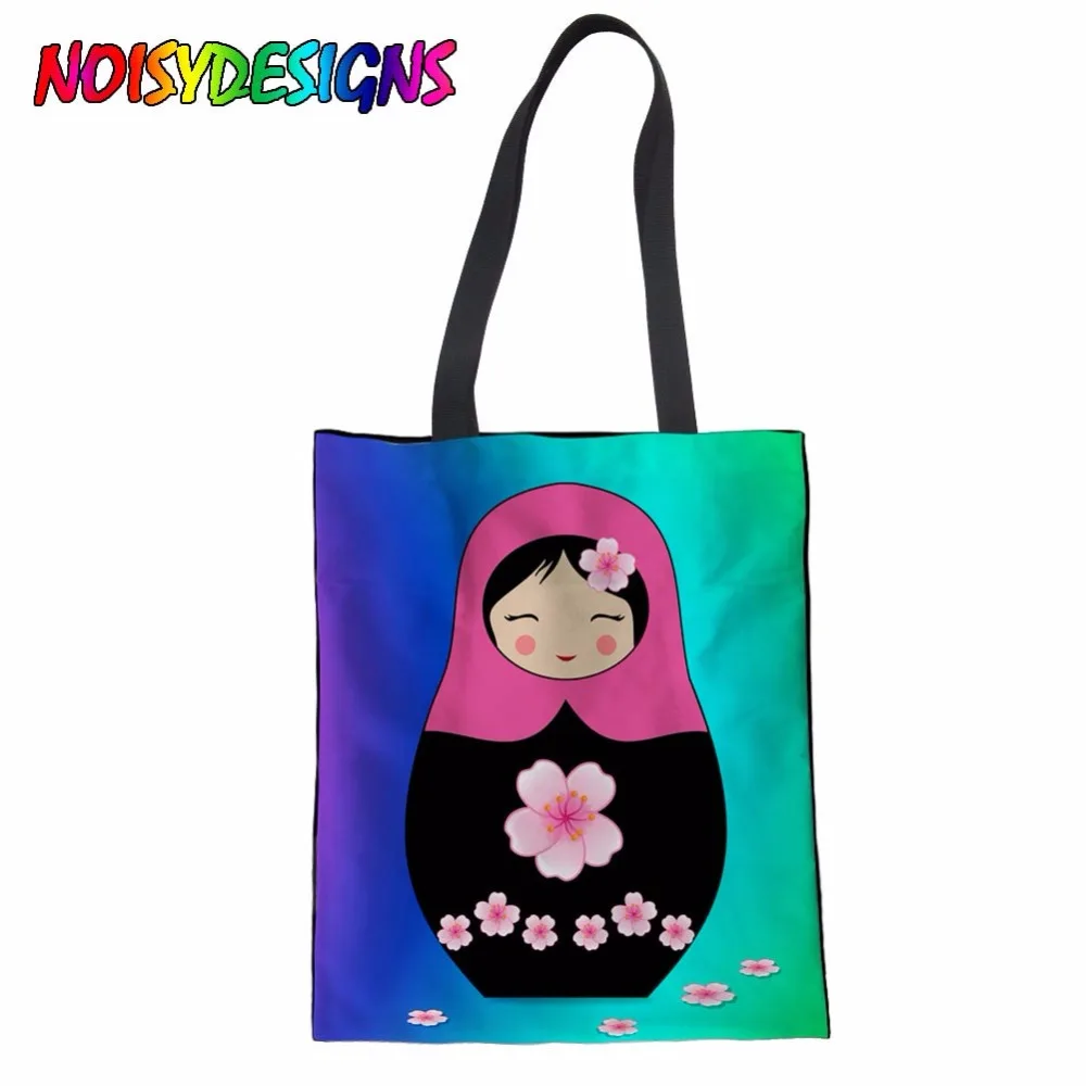 Women New Colorful Russian Doll Canvas Bag Printed Flowers Handbag Shoulder Bags Messenger mochilas infantil |