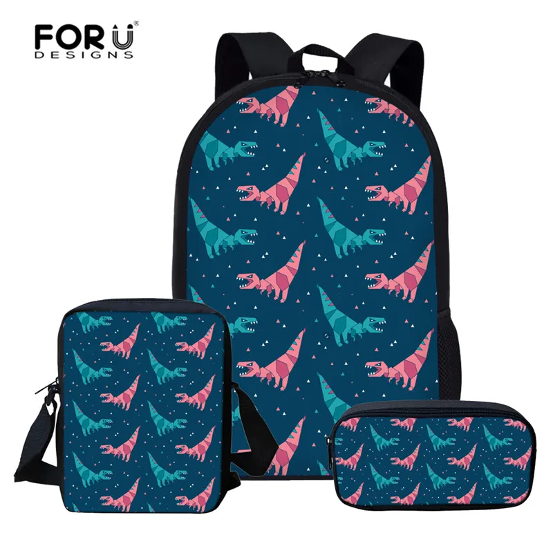 L5195CEK FORUDESIGNS/3 шт. детский школьный рюкзак, набор с рисунком динозавра из мультфильма, школьные сумки для девочек и мальчиков, элегантный рюкзак для детей, милая сумка для книг - Цвет: L5195CEK