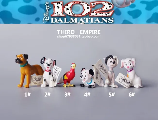 Бесплатная доставка 101 далматинские собаки мини фигурки 6 шт./лот ПВХ игрушки в