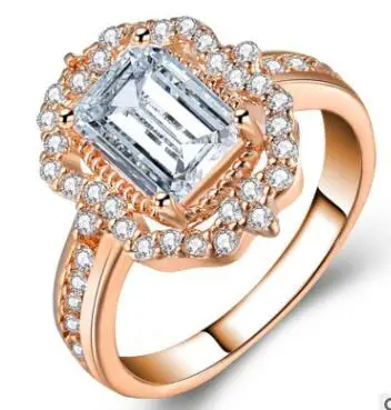 Women's Rose Gold Large Zircon Wedding Ring Fashion Statement Ladies Charm Romantic Bijoux Jewelry 2018 New | Украшения и