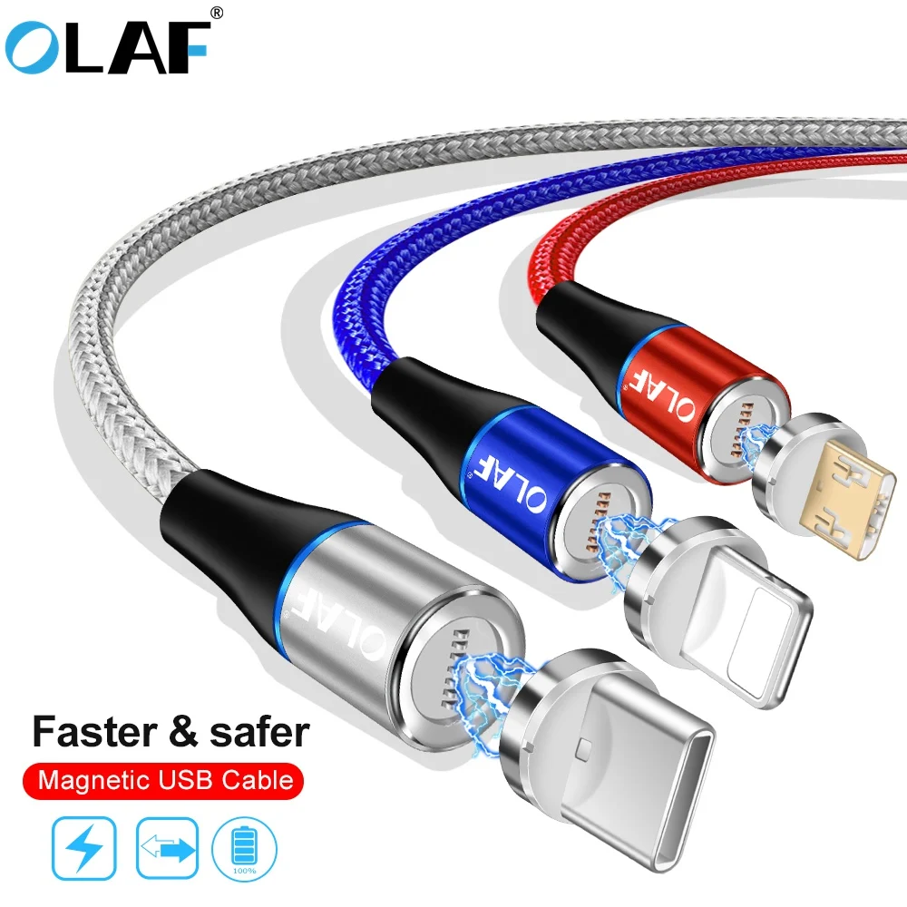 

Магнитный зарядный кабель OLAF, быстрая зарядка 3,0, Micro usb Тип C 3A, магнитный кабель для быстрой зарядки для iPhone, Huawei, Samsung, Xiaomi, LG