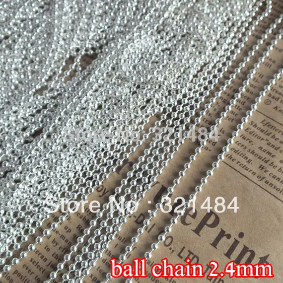 silver plated bulk ball link chain 2.4mm ball chains findings 100m accessories for jewelry making supplies