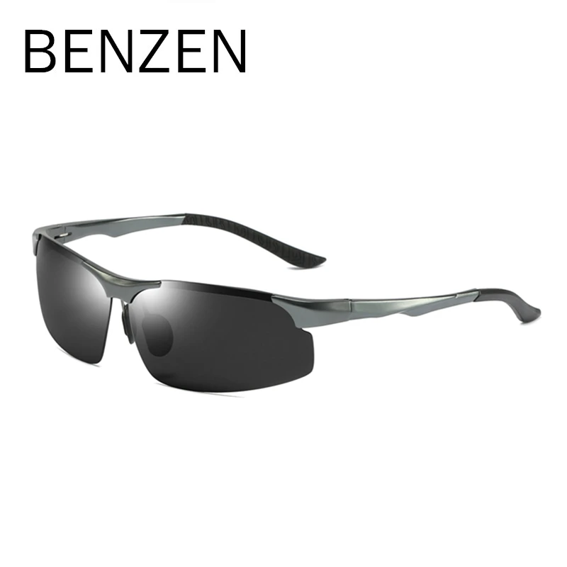 GUN GREY BENZEN, солнцезащитные очки, мужские, классические, поляризационные, солнцезащитные очки для мужчин, с защитой от ультрафиолета, очки для вождения, спортивные, очки, черные, 9323 - Цвет линз: GUN GREY