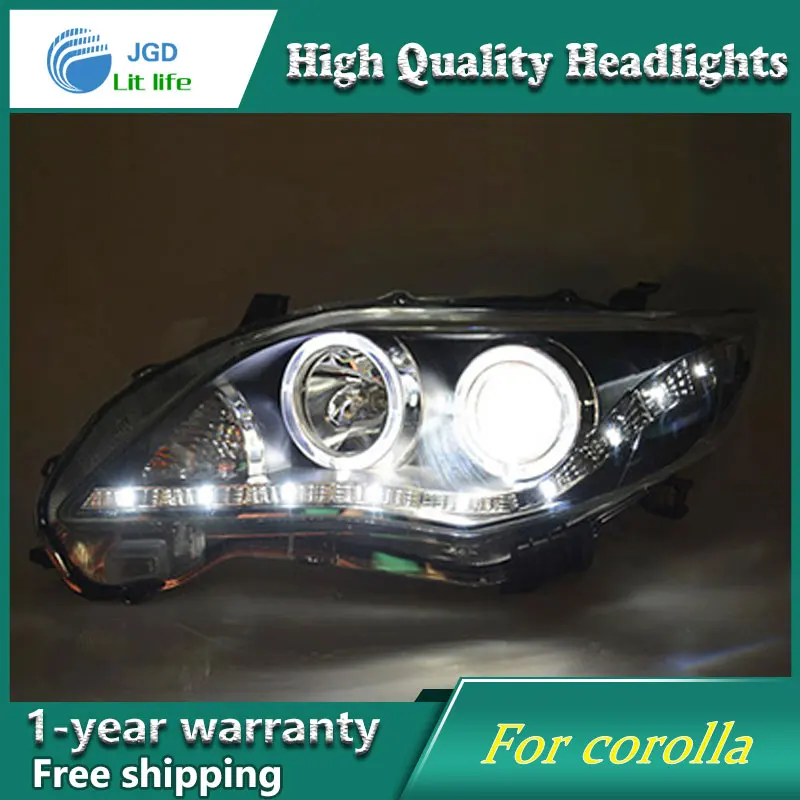 Бесплатная доставка фары для Toyota corolla 2011-2013 Светодиодный ная балка фара DRL H7