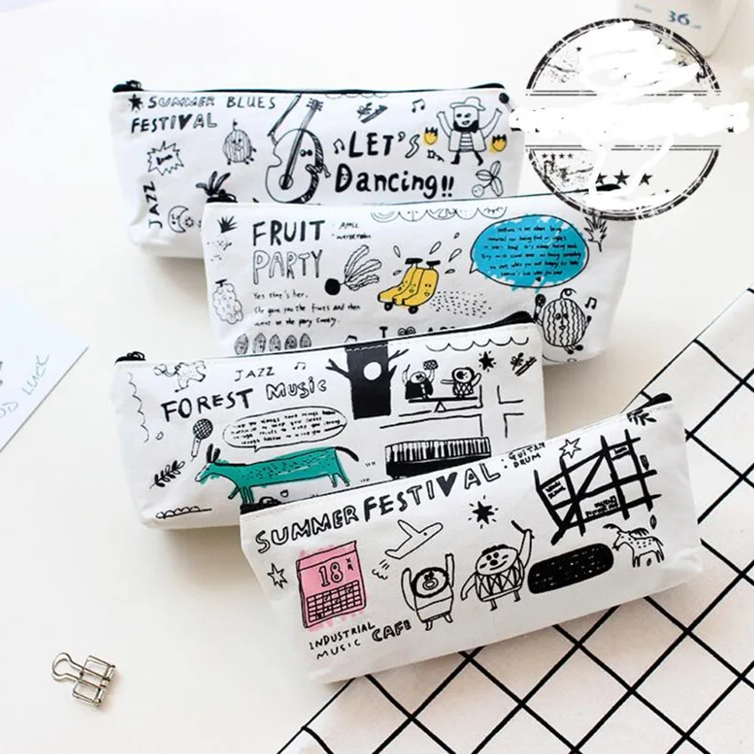 Холщовый портфель M010 с граффити для учеников начальной школы вместительные