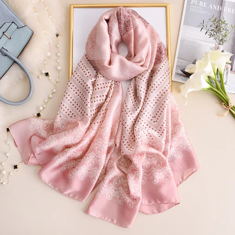 458-2 Brand Designer Silk Scarf Women New Printed Shawls and Wraps High Quality Pashmina Ladies Gift Large Soft Foulard Hijab - Цвет: 458-2