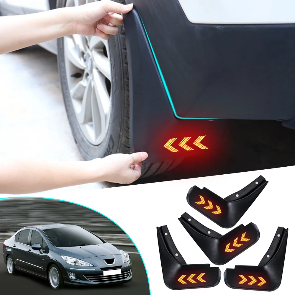 

For Peugeot 408 sedan 2010-2015 Car Front Rear Mud Flaps Safety Reflective Warning Mudguards Fender Flares Splash Guards 4Pcs