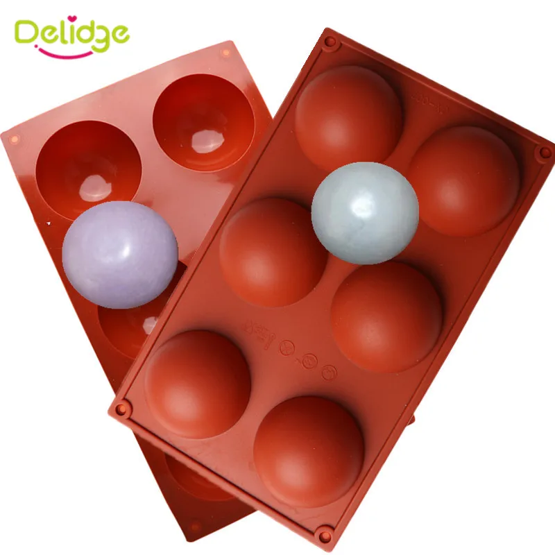 Delidge 1 шт. 6 отверстий полусферическая силиконовая форма для торта 3D Fondant