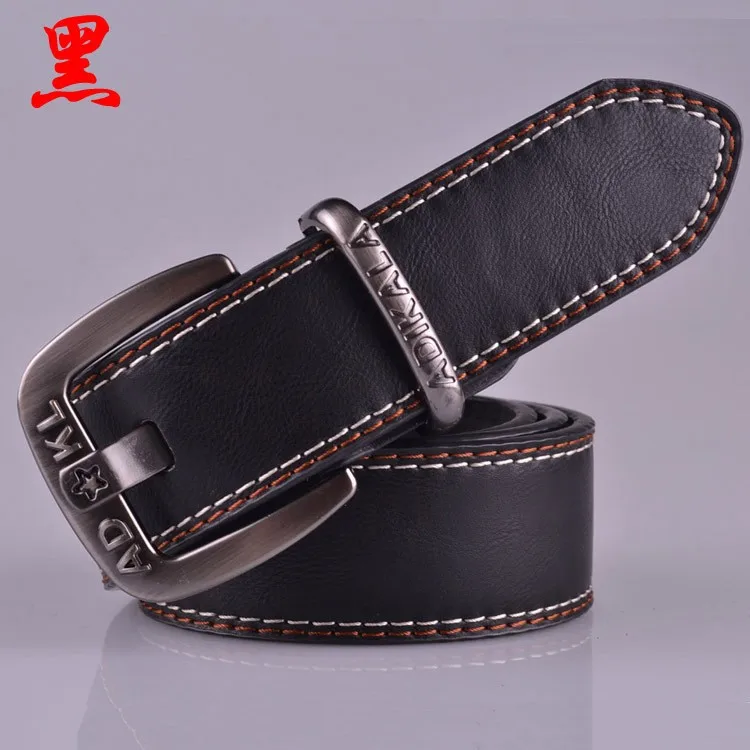 Унисекс двойной сшитый кожаный ремень CORREA с металлической пряжкой Leren riem