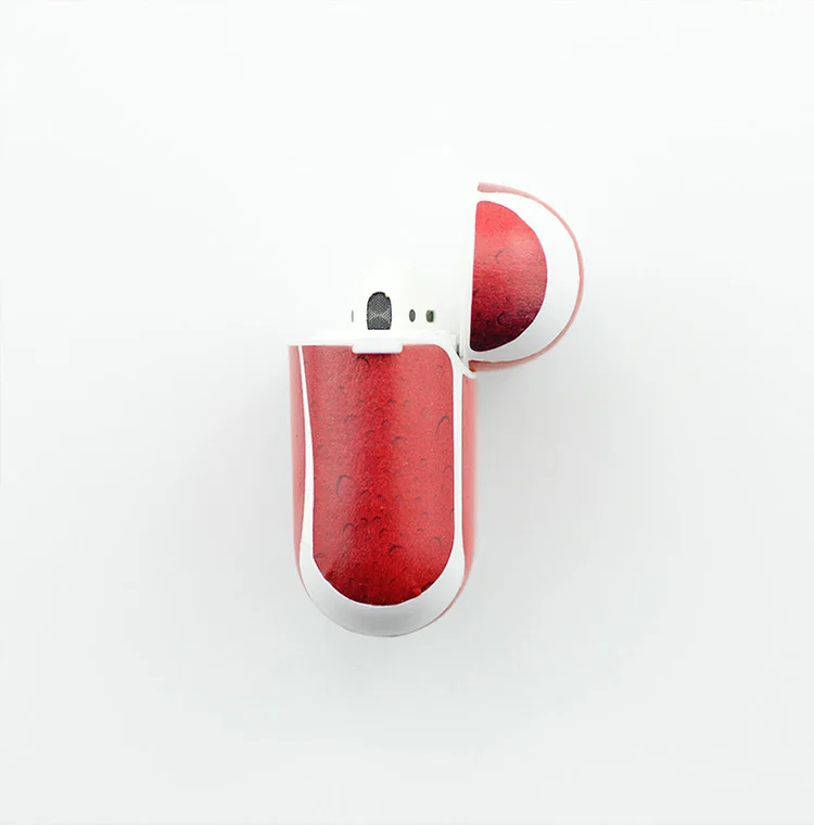 Кожаный чехол airpods для Apple, Bluetooth наушники, защитный чехол, роскошный дизайн, противоударный, защита от пыли, красный ремешок