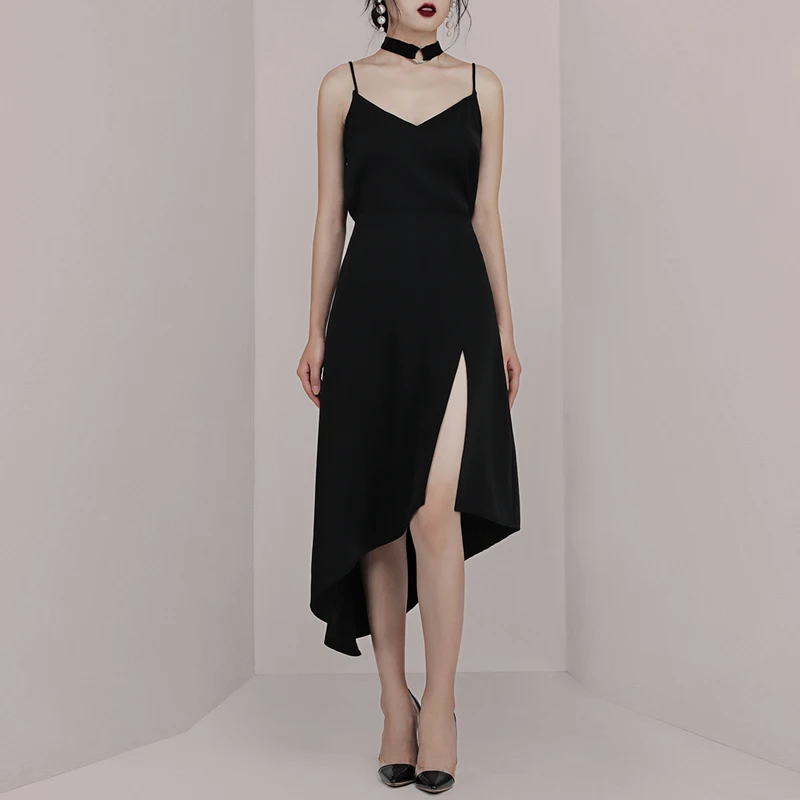 Женское вечернее платье-миди Max Spri маленькое черное платье на тонких бретельках с