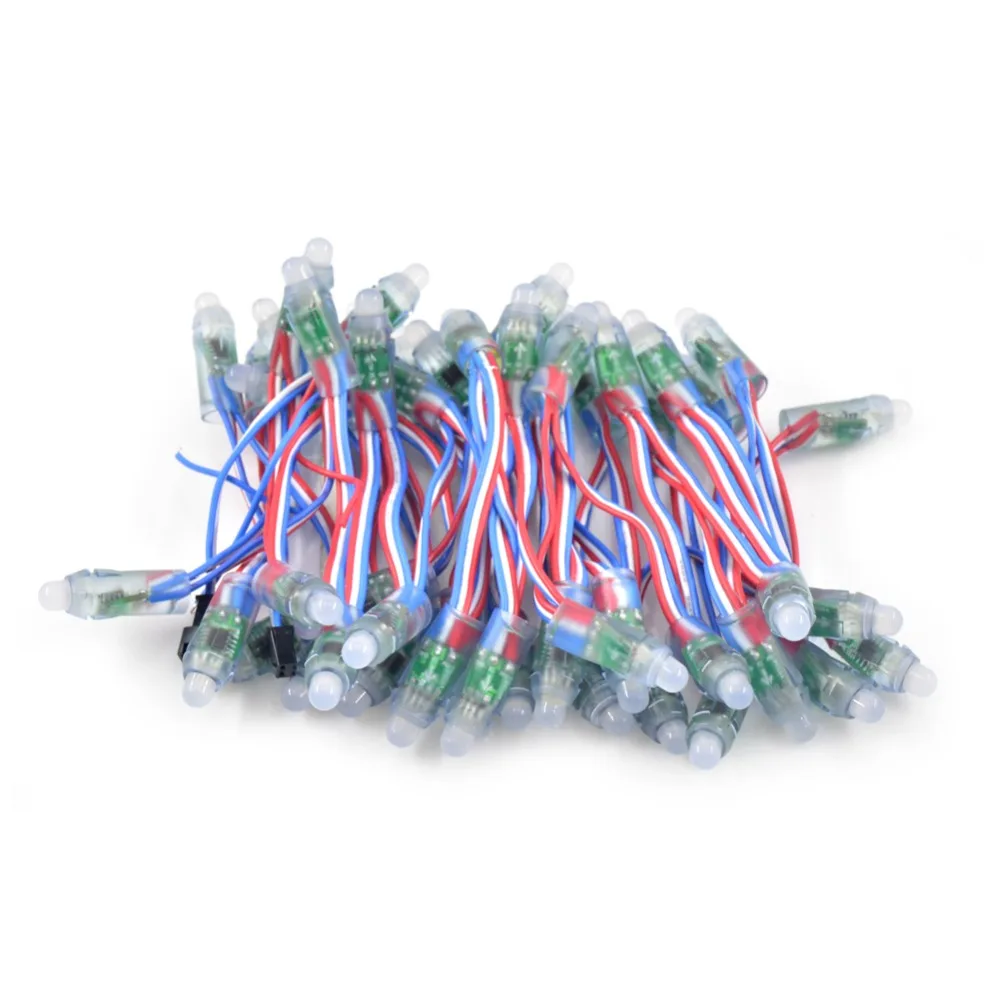 300 шт. быстрая доставка провод WS2811 12 мм RGB LED пикселей умный модуль String Node IP68 DC5V/12V |