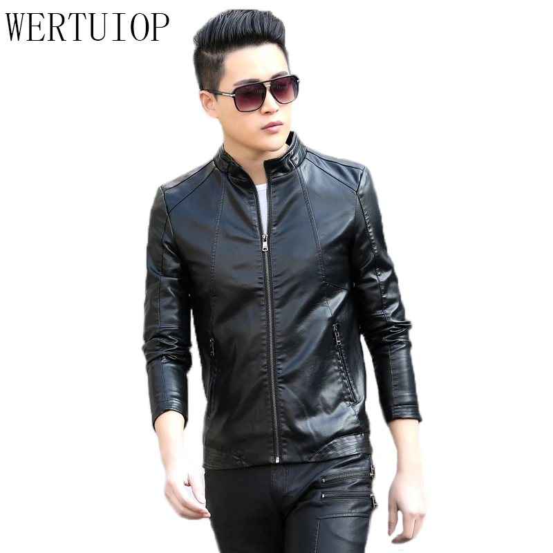 WERTUIOP 2019 Весна Новая мода мужская кожаная куртка тонкий корпус красивая пальто