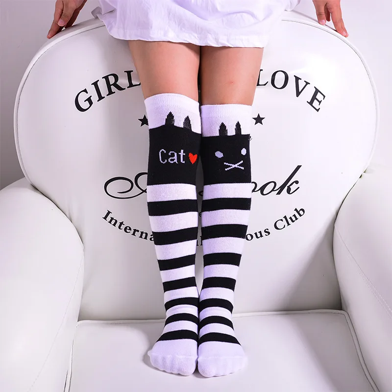 Детские гольфы с изображением мультяшной кошки носки для девочек Гетры