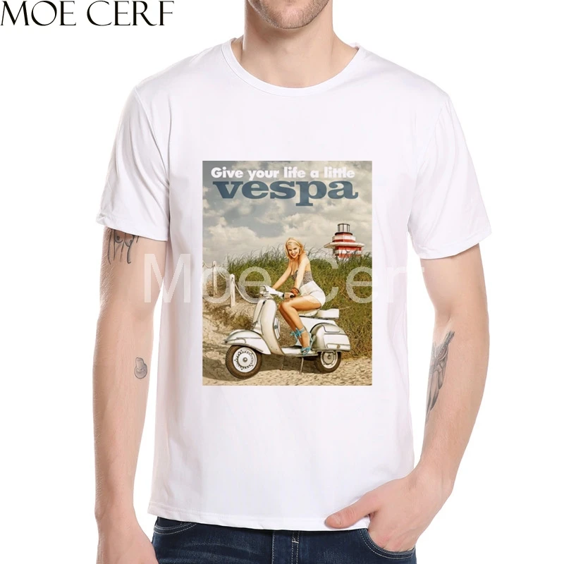 Горячая распродажа! Vespa футболка для мужчин новый урожай скутер в байкерском