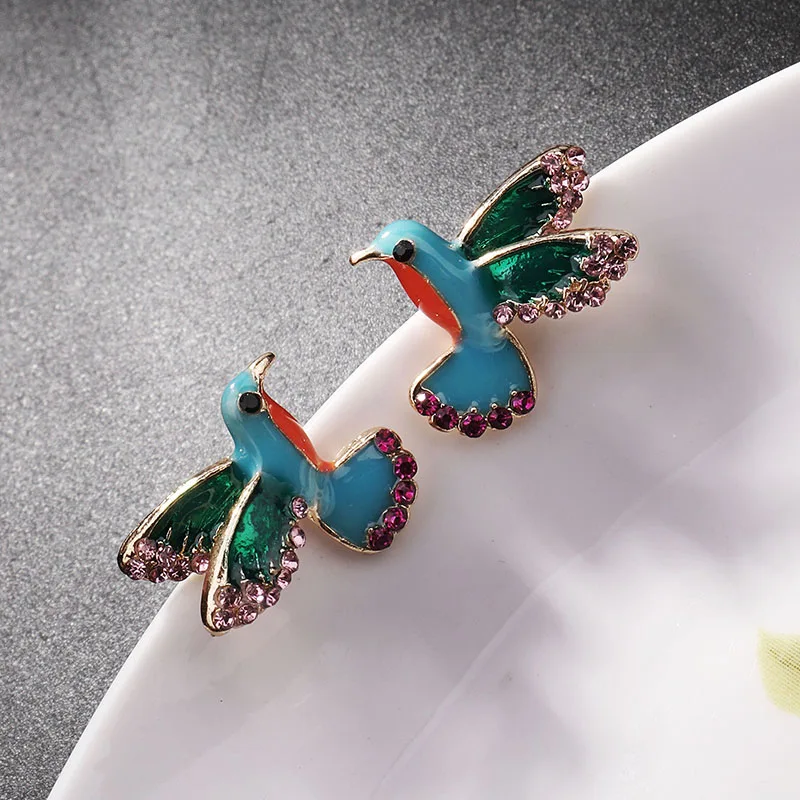 Fashion Punk Style Animal Earring Enamel Bird Drop Anti Allergy Women Crystal | Украшения и аксессуары