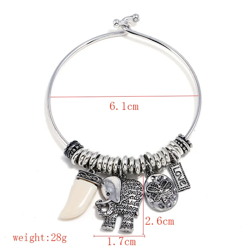 Retro Adjustable Bangles For Women Vintage Silver Color Elephant Femme Bracelet Charm Jewelry Gift | Украшения и аксессуары