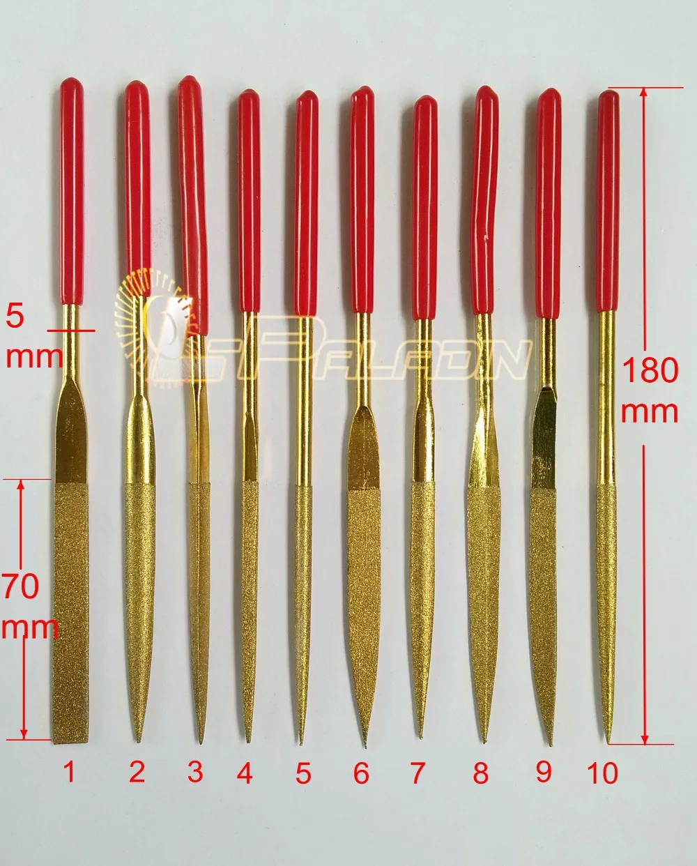 10 pieces/pack Assorted 5*180mm Ti coated Diamond File Set Emery Files Reshaping | Инструменты